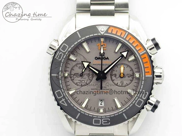 0227 Planet Ocean Master Chrono SS OM 1:1 Best Edition Gray Dial On SS Bracelet A9900 V Efficient 8116